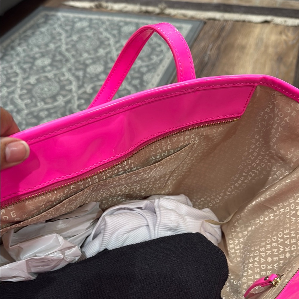 Kate Spade Pink Nylon Tote with Glossy Finish - Picture 10 of 11